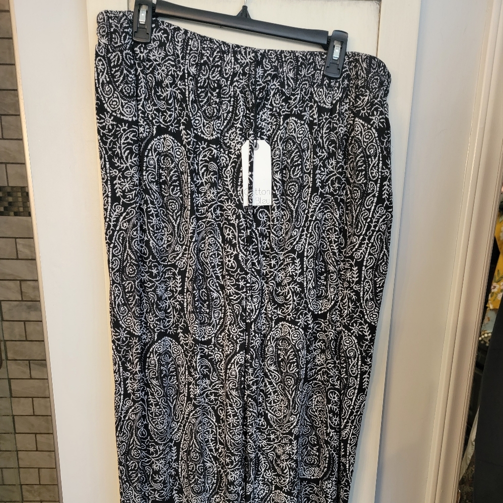 NWT Cotton Bleu black lightweight pants size 1X